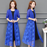 Cardigans Long Kimonos Summer Long Sleeve Sun-protection Lace Floral Long Coats Plus Size XL~4XL 5XL Casual Lady
