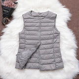 90% Ultra Light White Duck Down Women Vest Thin Coat Women Duck Down Sleeveless Jacket V Collar Or O Collar