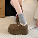 Version Of Temperament Plus Velvet Pine Cake Heightening Leg Growth Head Round Head Birken Cotton Shoes 2025 New Warm Snow
