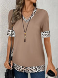 Elegant Color Print V-Neck Short-Sleeved Top Summer Women's