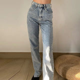 2021 Woman Long Jeans 115 cm High Waist Overlength Jeans Side Split Denim Pants Female