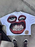Men's T-Shirt Y2K Cotton Man Harajuku Street Hip-Hop Big Eyes Mouth Pattern Printing Super Classic 211-1-Outfit