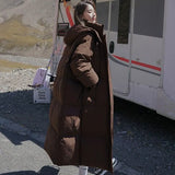 Real Shoot New Cotton-Padded Clothes In Winter Long Over The Knee Down Cotton Jacket Korean Version Loose And Thick Hooded Cotton-Padded Jacket Coat-Outfit