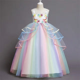 Unicorn Dress for Girls Flower Appliques Ball Gown Little Girl Princess Dresses Elegant Party Costumes Children