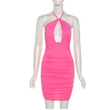 halter Sexy Mini Dress Women Summer 2022 Sleeveless Cut Out Bodycon Dress Black Short Party Dresses Nightclub