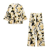 Shirt Casual Suit Spring Jacket Seven-Sleeve Loose Top Broad Leg Trousers Two Sets Of