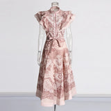 Fashion Printed Dress Women's Spring 2025 New Korean Casual High-Sleeve High-Rise Half-Senior