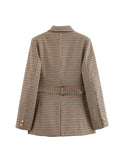 Women's Clothing 2025 Spring New Fashion Thousand Bird With Belt Suit