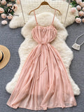 Fashion Women Summer Strap Dress Sleeveless Beach Long Dress Ladies Streetwear Striped Midi Sexy Backless Dresses
