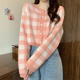 Zingj Dress 2024 New Women's Suit Bump Color Plaid Knit Cardigan Top Hot Girl Pure Desire Wind Sling Two-Piece Set-Outfit
