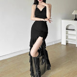 2024 Summer New Women's Solid Color Sexy Hottie Hanging Neck Girded Mesh