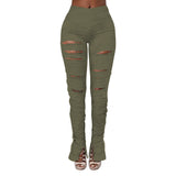 Nightclub Uniforms Ripped Solid Color Hoodie