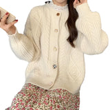 Zingj Wear Light Ripe Wind Knit Cardigan Women's Autumn Winter New Loose Korean Round Collar Soft Waxy Sweater Coat Female-Outfit