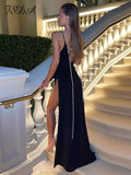 Summer Sexy Backless V Neck Maxi Women Dress Bodycon Sleeveless 2022 Off Shoulder Party Dresses Elegant Club