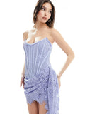 High-End Women's Sexy Lace Perspective Splicing Waist Tset Bra Dress Elegant Temperament Dress Dress Dress Dress
