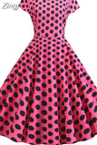 Women Summer Vintage Dress Robe Femme Short Sleeve Floral Print O-Neck Big Swing Elegant Party Sundress Black