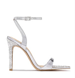 Drill Tip High Heel Sandals Woman With Fine Heel Buckle Fashion Cool Slippers Heel