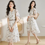 Zingj Break French Flower Dress Female Summer 2024 Spring Dress New Women's Socialite Temperament Collect Waist In The Long