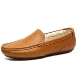 Winter Warm Fur Loafers Mens Leather Handmade Driving Men Shoes Casual Italian Luxury Brand Loafers Shoes Man
