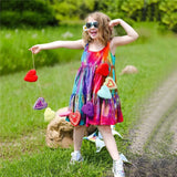 Spring Girls Dress Brand New Arrival Kids Pastel Rainbow Cotton Ankle-length Princess Dress Up for Girls Casual