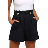Summer Solid Color High Waist Frill Baggy