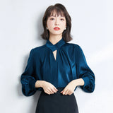 Summer Women Blouses Elegant Korean style Fashion Satin shirts Loose Chiffon Long sleeve female blusas