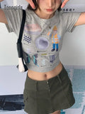 Grunge Aesthetic T Shirt Women Streetwear Summer 2022 Graphic Tees Short Sleeve Y2k Vintage Crop Tops Female