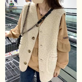 Lamb Wool Vest Female 2023 Autumn And Winter New Loose Fur One Clip Wear Vest Vest Foreign Style Coat-Outfit