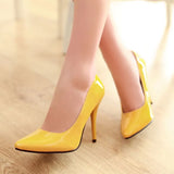 SGESVIER Female Sexy Thin High Heel Fashion Pointed Toe Pumps Slip On Dress Spring Autumn Shoes Plus Size 48 Blue Pink Black