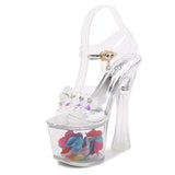 Zingj 34-43 Glass Drill Female Summer Waterproof Platform Anti-Skid Thick Bottom Sexy Versatile Super High With