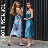 2021 Women Satin Dress Party Luxury Shiny Sundress Sexy Imitation Silk Fashion Ladies