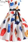 Print Halloween Women 2023 Summer O Neck Short Sleeve Party Robe Femme Elegant Vintage