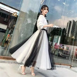 2021 New Summer Vintage Skirt Womens Elastic High Waist Tulle Skirts Long Beach Mesh Skirt Female Spring Women