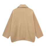 Autumn New Women's Wear Collar Single Buckle Buckle Bat Long-Sleeved Pocket Coat