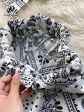 Cashew flowers Print Women Set Summer 2023 Elastic Waist Fashion Party Club Ladies Sexy High Street Two Piece