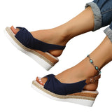 Zingj New Sandals Large Size Hemp Rope Bow Wedge Casual Sandal Women's
