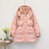 2021 90% White Duck Down Jacket Winter Bright Coat Women Snow Clothes Loose Medium long Female Down Parka