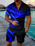 Zipper Lapel Shirts And Pockets Shorts Suits Mens Summer Outfits Fashion Streetwear Vintage Printed Two Piece Sets