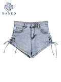 Bandage Jeans Shorts Women High Waist Denim Shorts Female Summer Fashion Streetwear Stylish Sexy Hot Shorts Girls