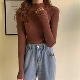 Winter Knitted Sweater Women 2021 Autumn Winter Korean Turtleneck Long Sleeve Pullover Female Jumper Green