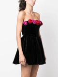 Women's Clothing 2024 New Design Sexy Breast-Wearing Flowers Decorated With Color Dress Temperament Evening Dress