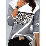 Loose Color Printed Round Neck Long Sleeve