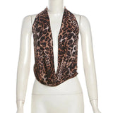 Leopard Print Cowl Deep Neck Backless Top-Outfit
