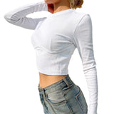 Zingj Style Women's Wear 2024 Spring New Fashion Logo Featured Chest T-Shirt Slim Slim Short Top-Outfit