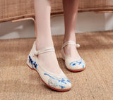 Zingj Fei Bamboo Retro Buckle Ancient Style Hanfu With Embroidered Cloth Shoes Spring And Autumn Women's Single