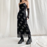 Zingj Dark Wind Cool Girl Dirty Print 2023 Summer New Women's Street Spice Girl Sling Long Skirt