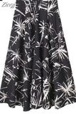 Print Black Long Skirts For Women Fashion 2023 High Waist Midi Skirt Sets Cape Style Beach Summer Skirt Woman Pleated