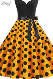 Women Dot Print Dress Summer Sexy V-neck Sleeveless Elegant Vintgae Party Dress Vestidos S~3XL Robe