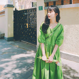2022 Spring Summer Women New Fashion French Small Fresh Puff Sleeve Dress Elegant Parti Even Long Dress Women