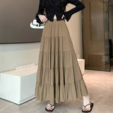 Solid Color High Waist Umbrella Maxi SkirtOutfit